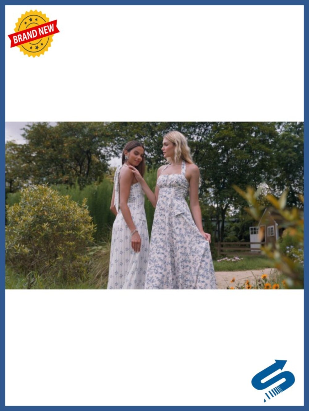 Flowy Floral Halter Corset Midi Dress Summer A-Line Wedding Guest - Picture 6 of 6